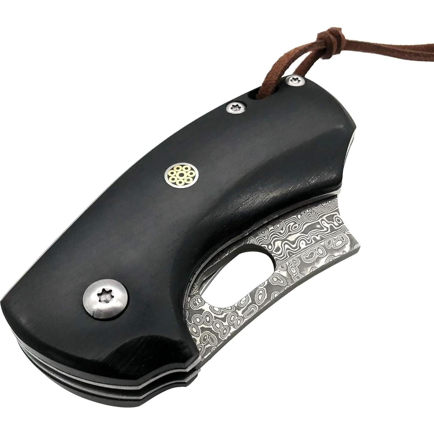 Cuchillo Plegable ALBATROSS HGDK024 Damasco 50mm Ébano