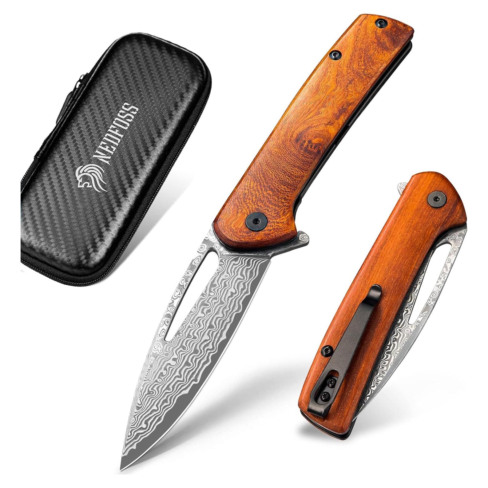 Cuchillo de Bolsillo NedFoss PEGASUS Damasco 8.89 cm Plegable