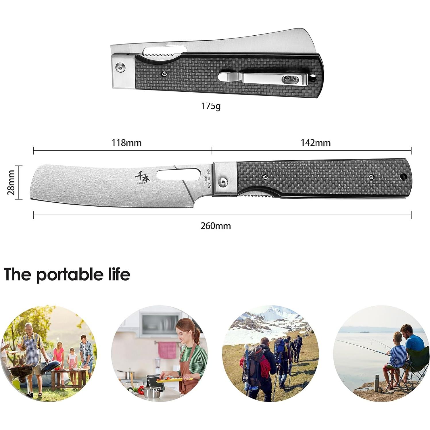 Cuchillo de Chef Plegable SENBON Nakiri Acero Inoxidable 440