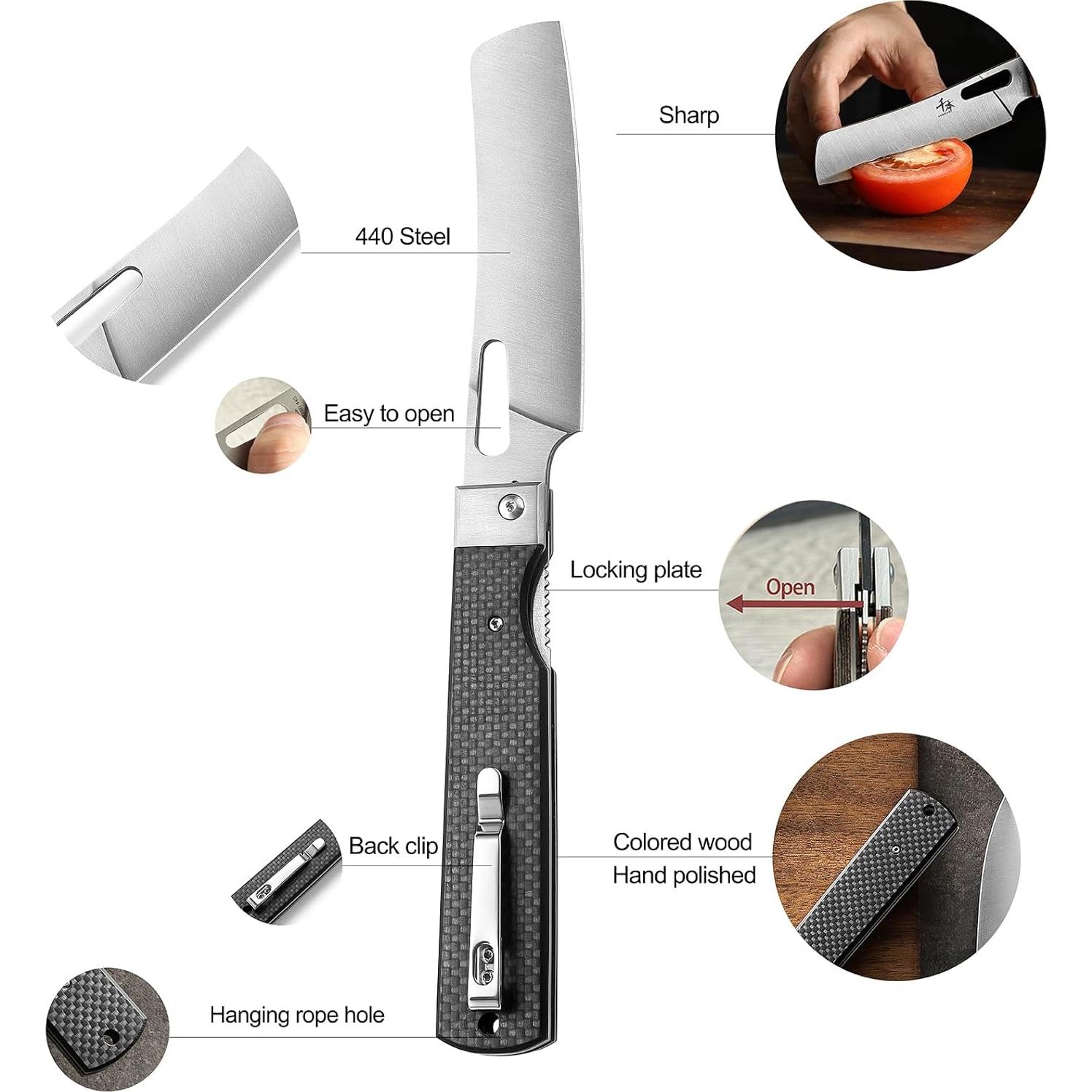 Cuchillo de Chef Plegable SENBON Nakiri Acero Inoxidable 440