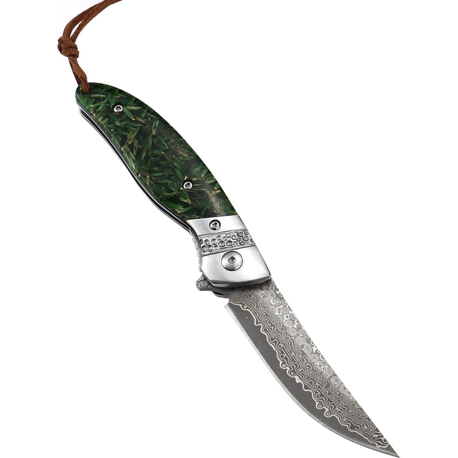 Cuchillo de bolsillo plegable ALBATROSS HGDK028 Damasco EDC 17.78 cm