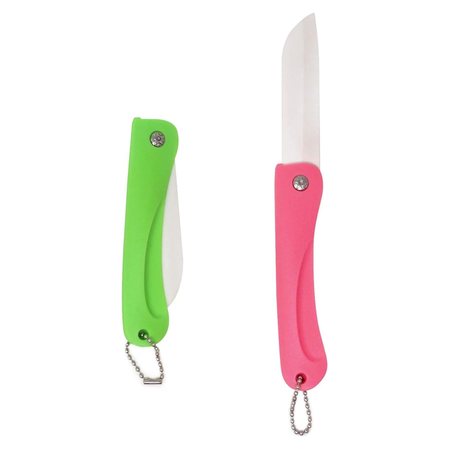 Cuchillos Plegables de Cerámica Honbay 2 Piezas Rosa y Verde