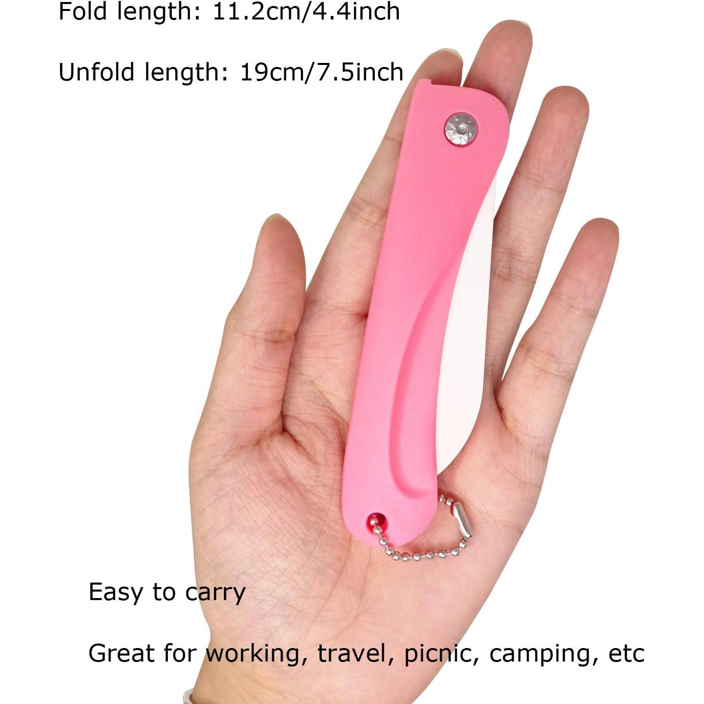 Cuchillos Plegables de Cerámica Honbay 2 Piezas Rosa y Verde