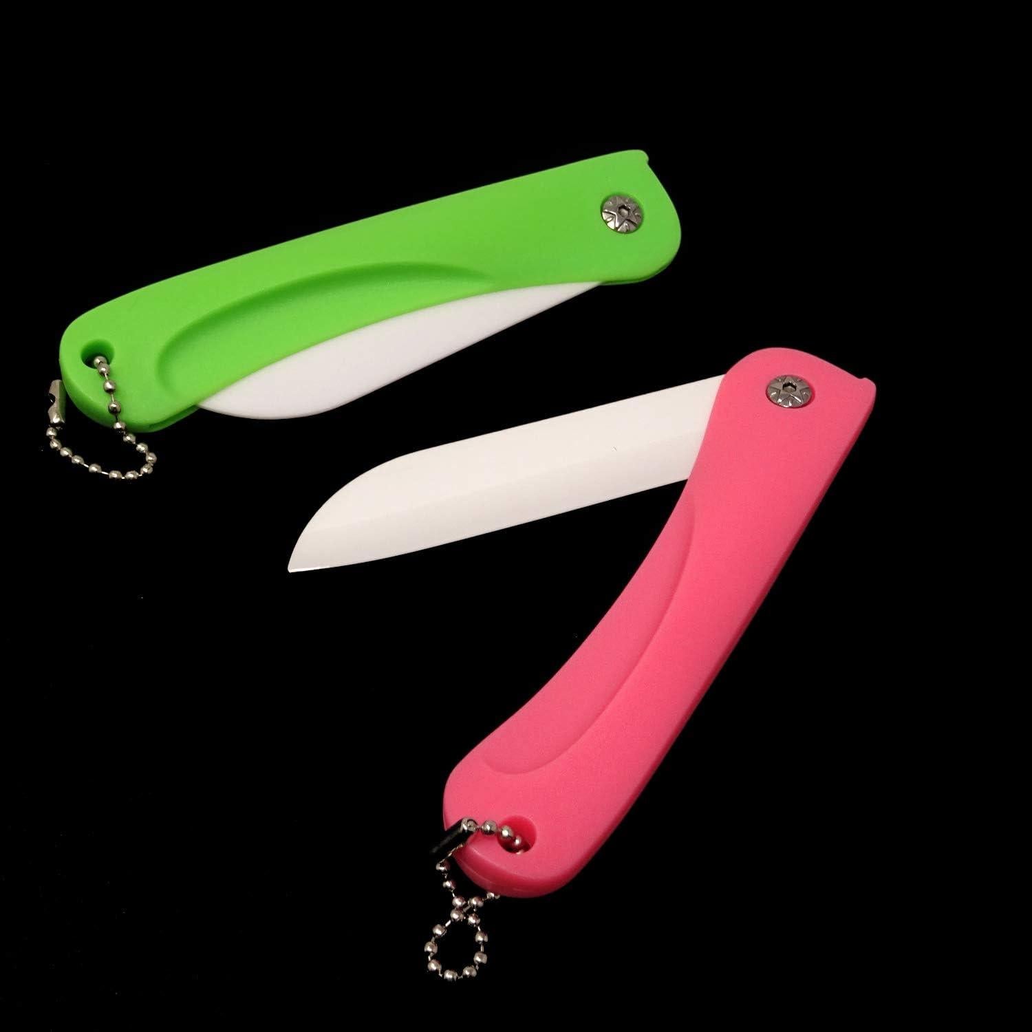 Cuchillos Plegables de Cerámica Honbay 2 Piezas Rosa y Verde