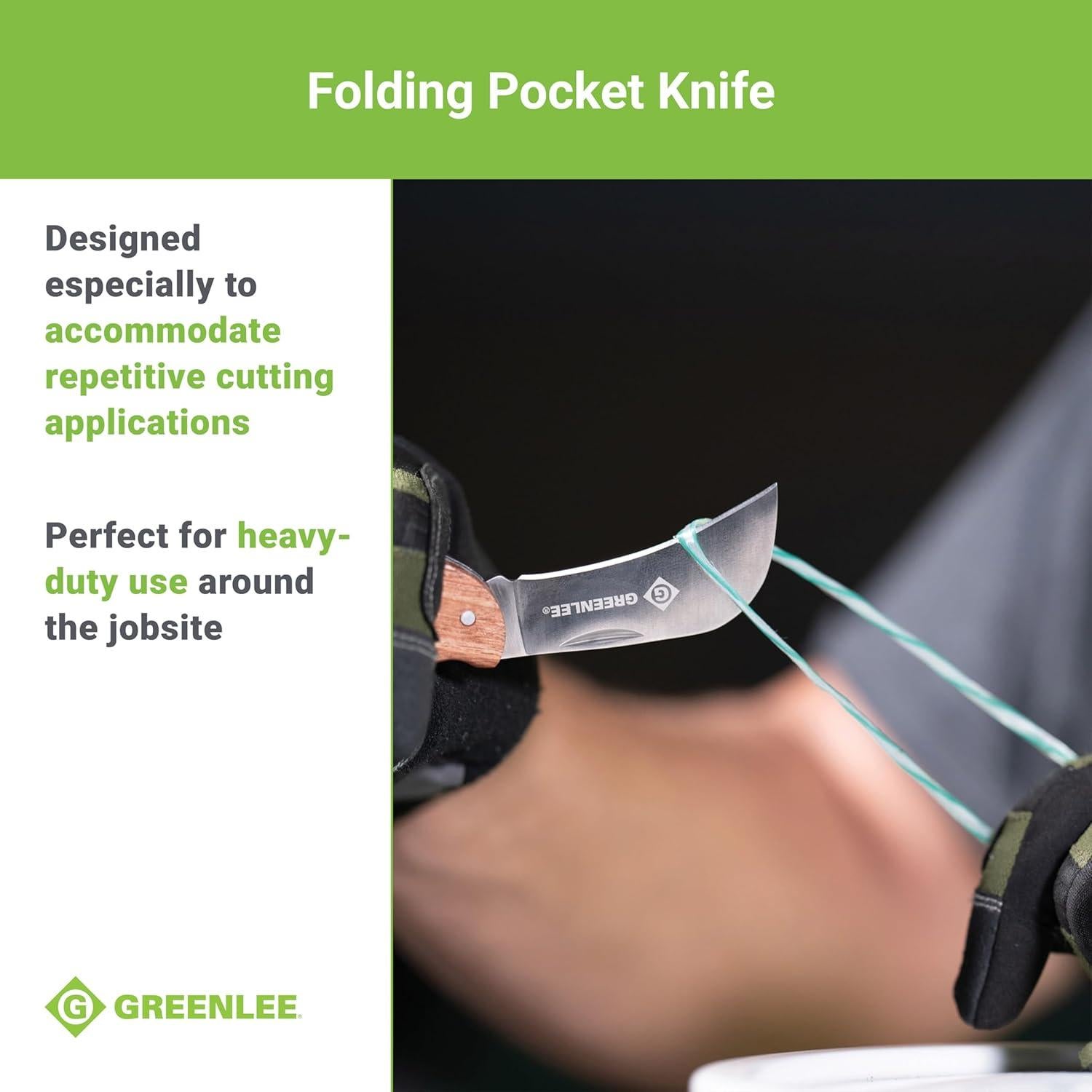 Cuchillo de bolsillo Greenlee 0652-28 Hawkbill con mango de madera