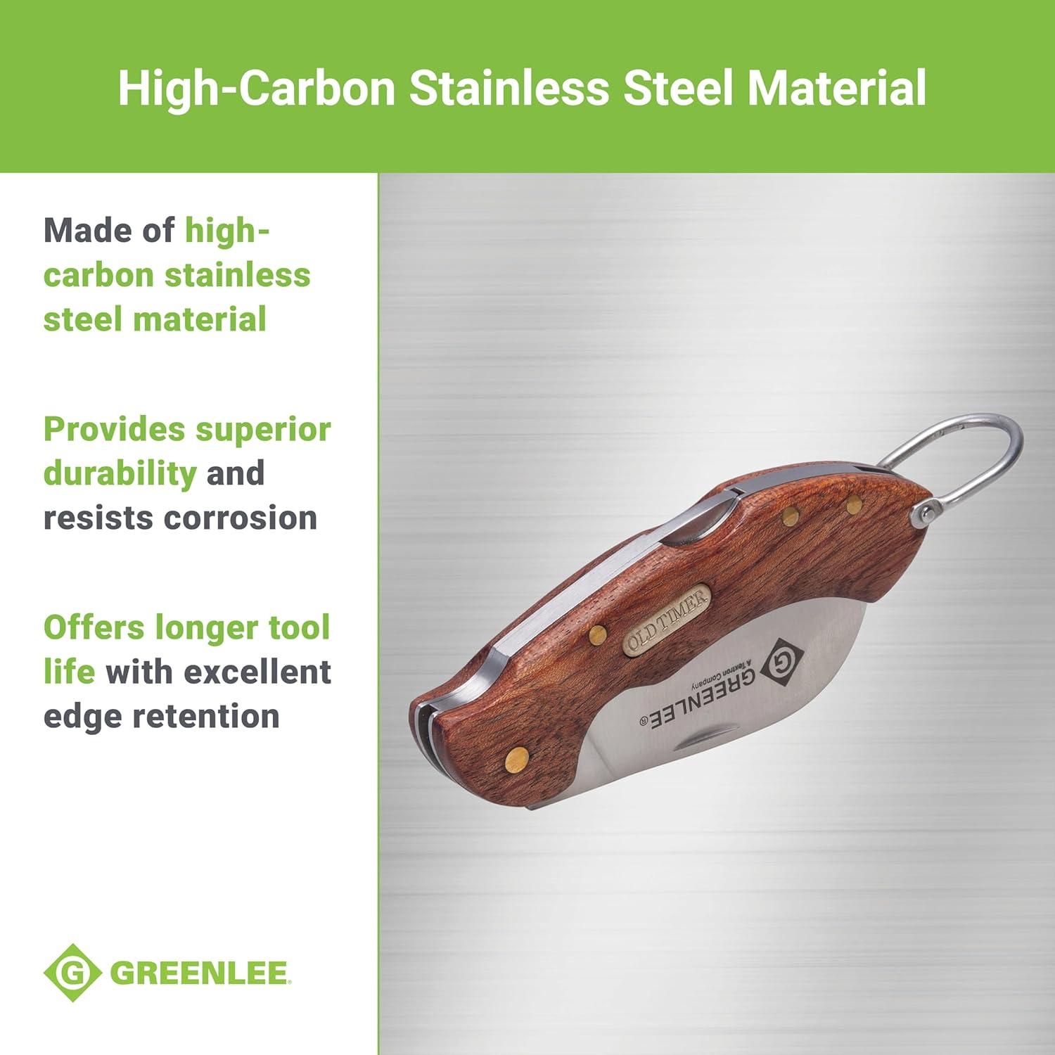 Cuchillo de bolsillo Greenlee 0652-28 Hawkbill con mango de madera
