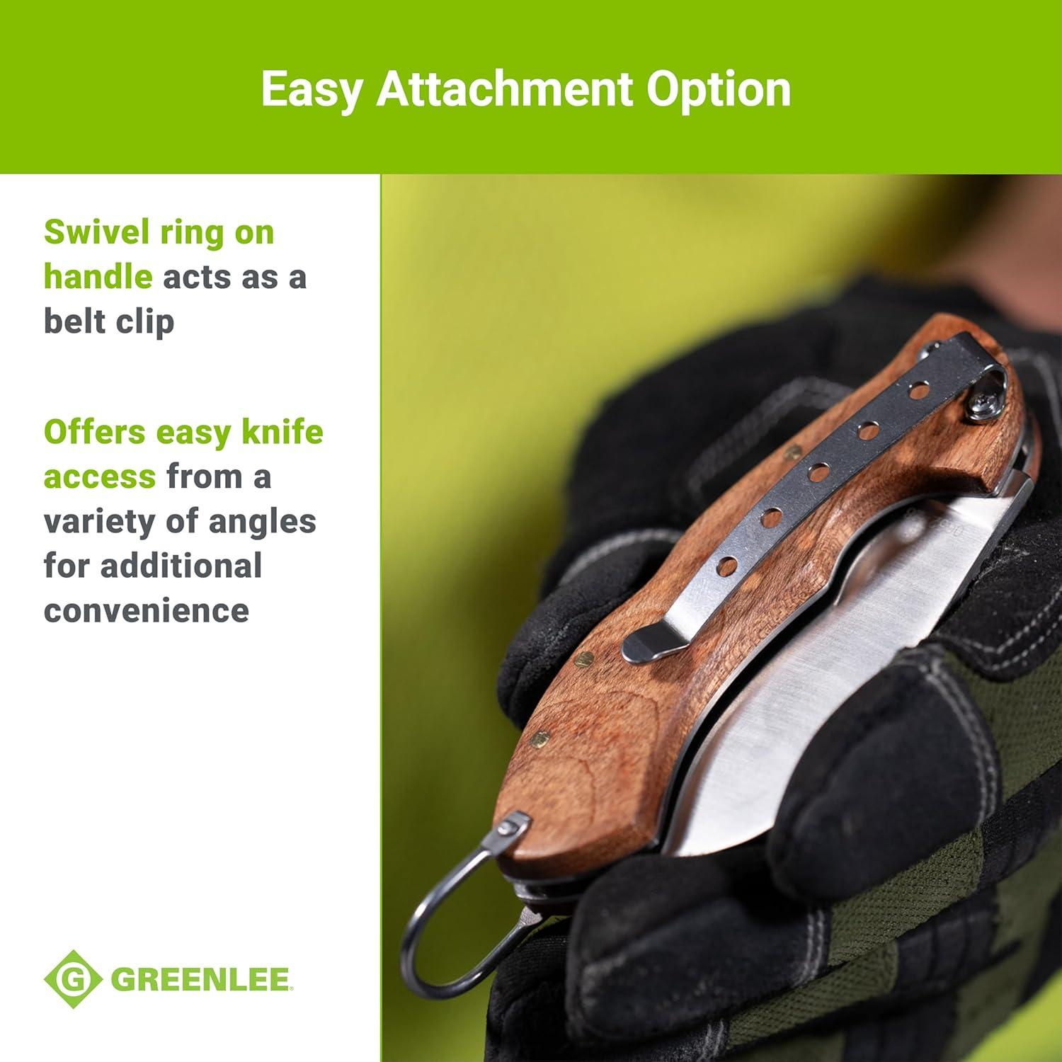 Cuchillo de bolsillo Greenlee 0652-28 Hawkbill con mango de madera