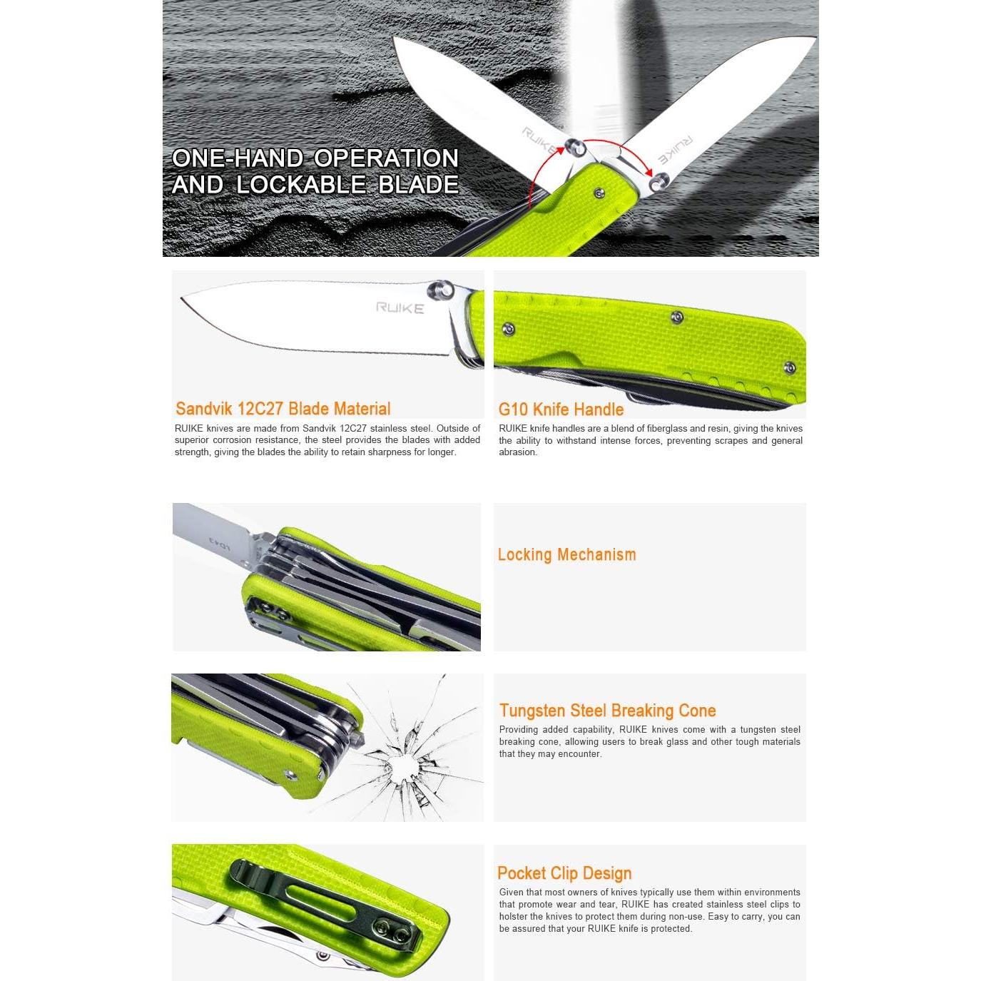 Navaja Multi-Herramienta Ruike LD43 Trekker 205g G10 Verde