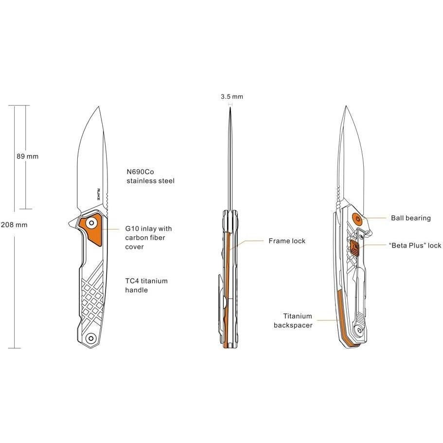 Cuchillo Plegable Ruike M875-TZ Acero Inoxidable 8.26 cm