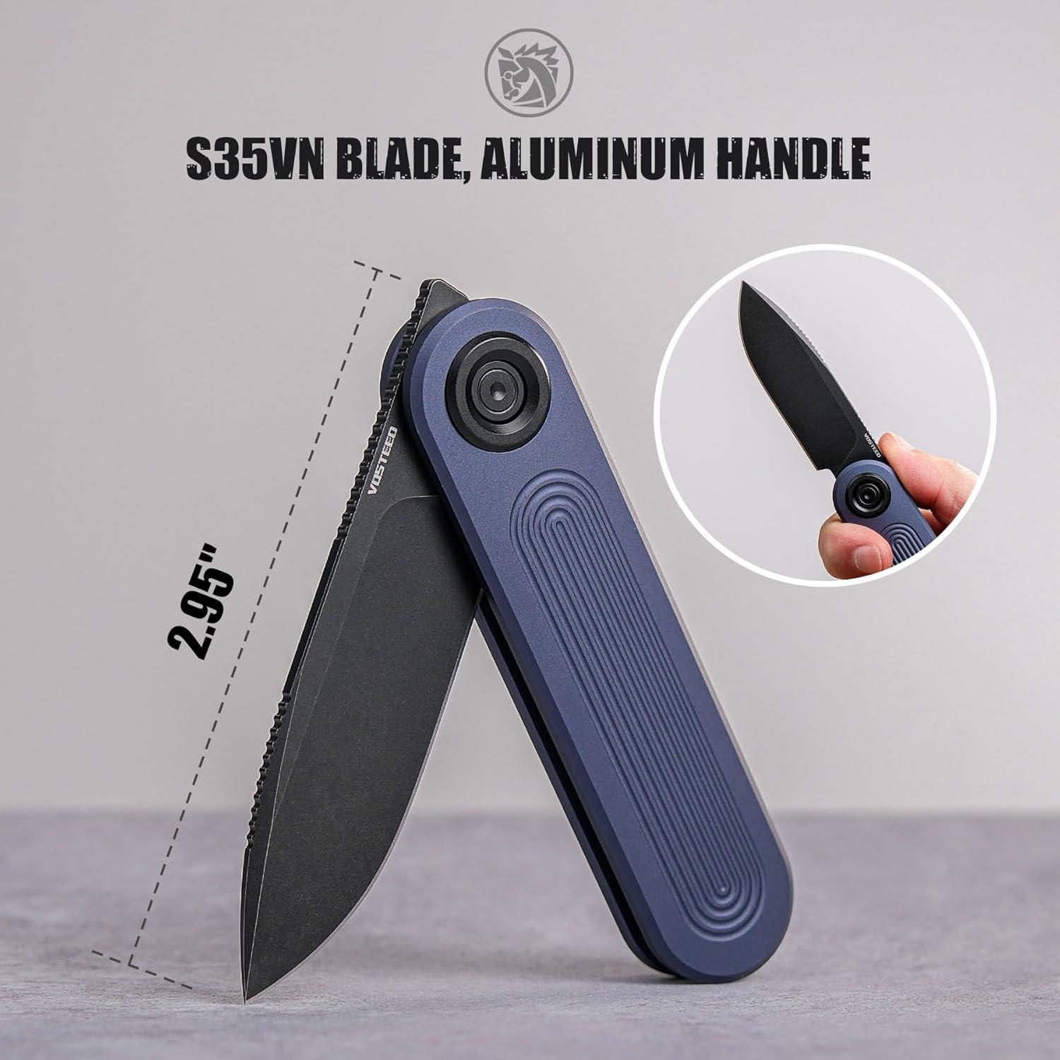 Cuchillo Plegable Vosteed Corgi V 295 S35VN 7.49 cm Aluminio Azul