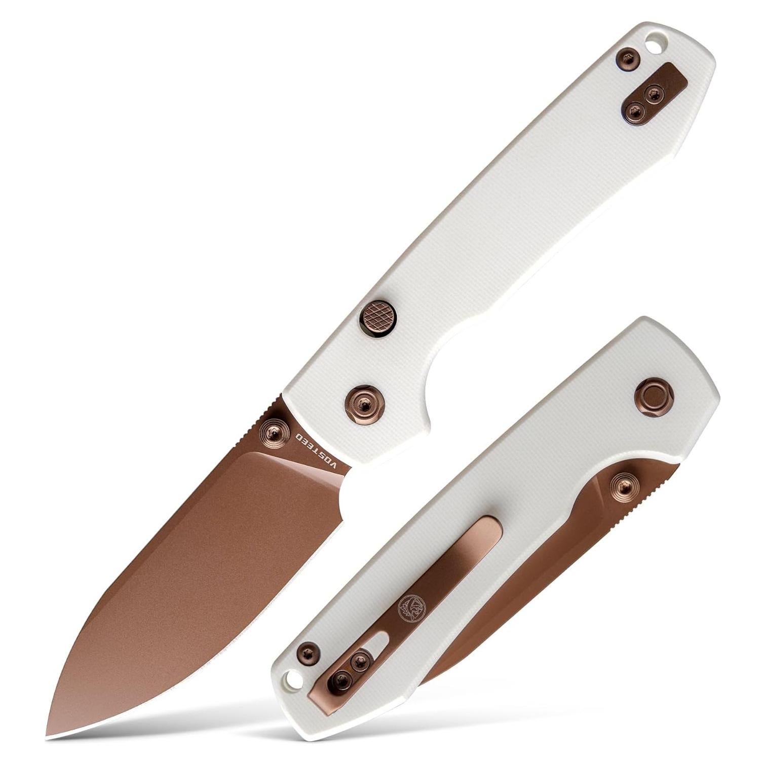 Cuchillo Plegable Vosteed Raccoon EDC 8.26 cm Acero 14C28N Oro Rosa