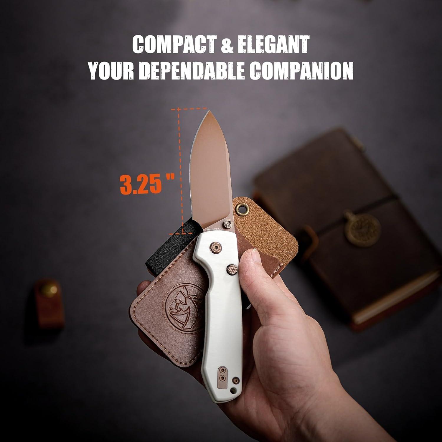 Cuchillo Plegable Vosteed Raccoon EDC 8.26 cm Acero 14C28N Oro Rosa