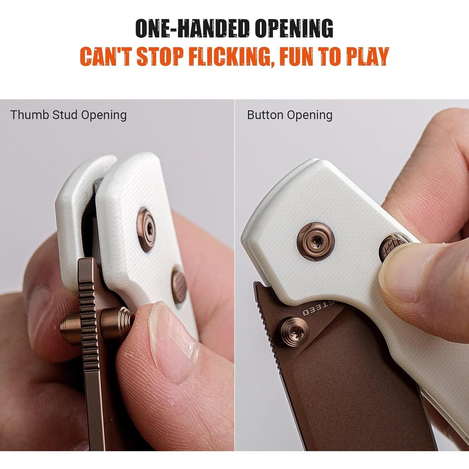 Cuchillo Plegable Vosteed Raccoon EDC 8.26 cm Acero 14C28N Oro Rosa