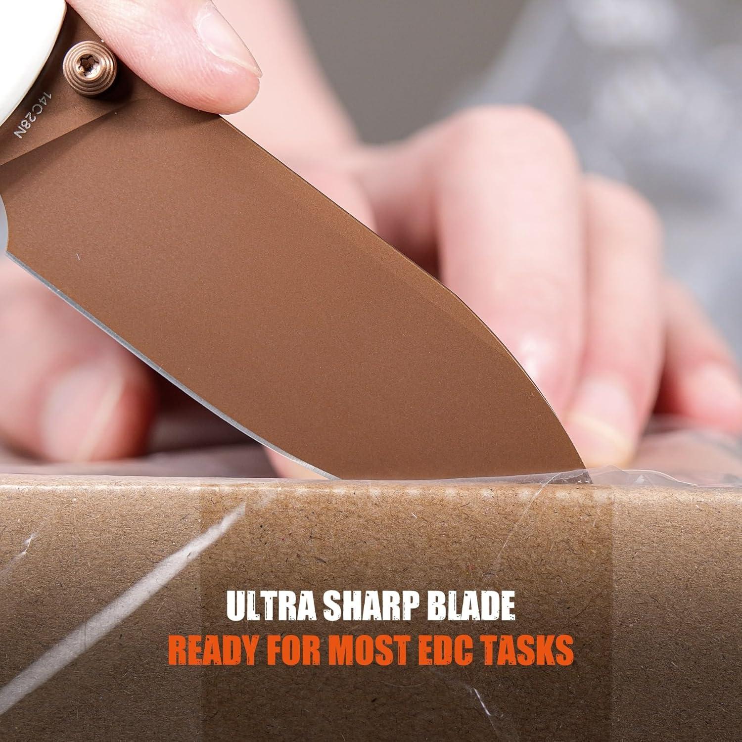 Cuchillo Plegable Vosteed Raccoon EDC 8.26 cm Acero 14C28N Oro Rosa