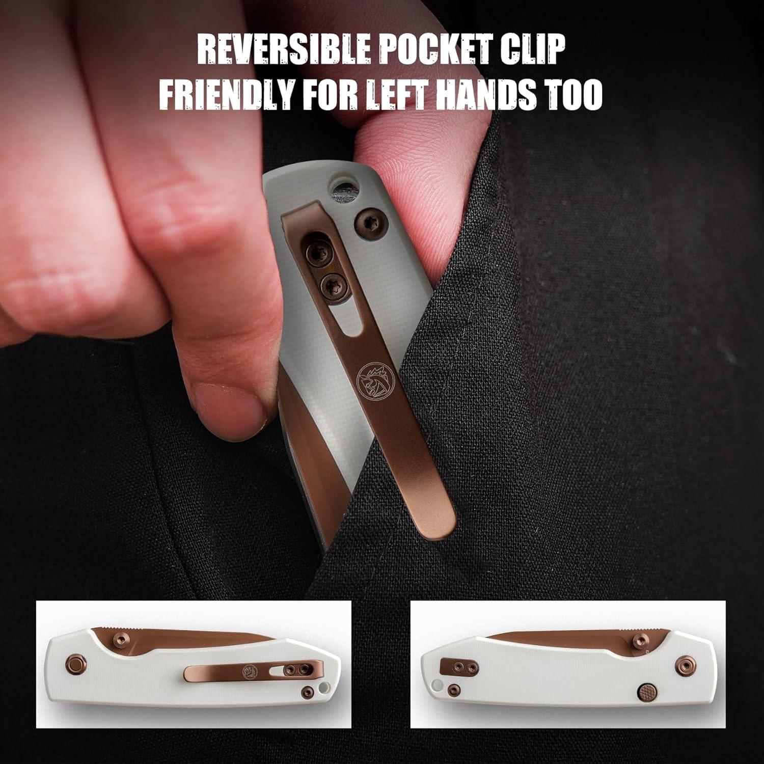 Cuchillo Plegable Vosteed Raccoon EDC 8.26 cm Acero 14C28N Oro Rosa