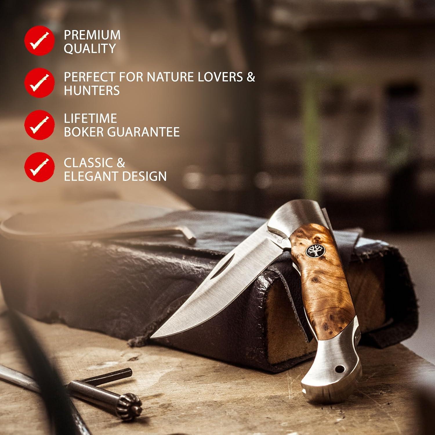 Cuchillo de Caza Plegable Boker Thuya con Hoja de Bloqueo 7.9 cm