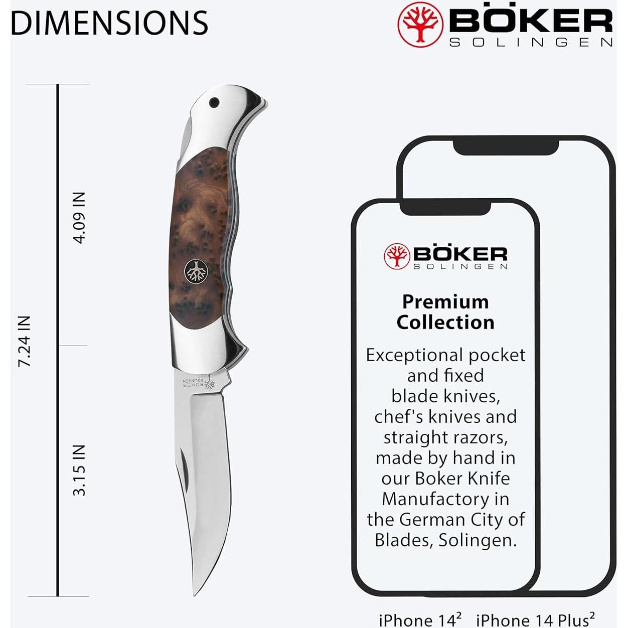 Cuchillo de Caza Plegable Boker Thuya con Hoja de Bloqueo 7.9 cm