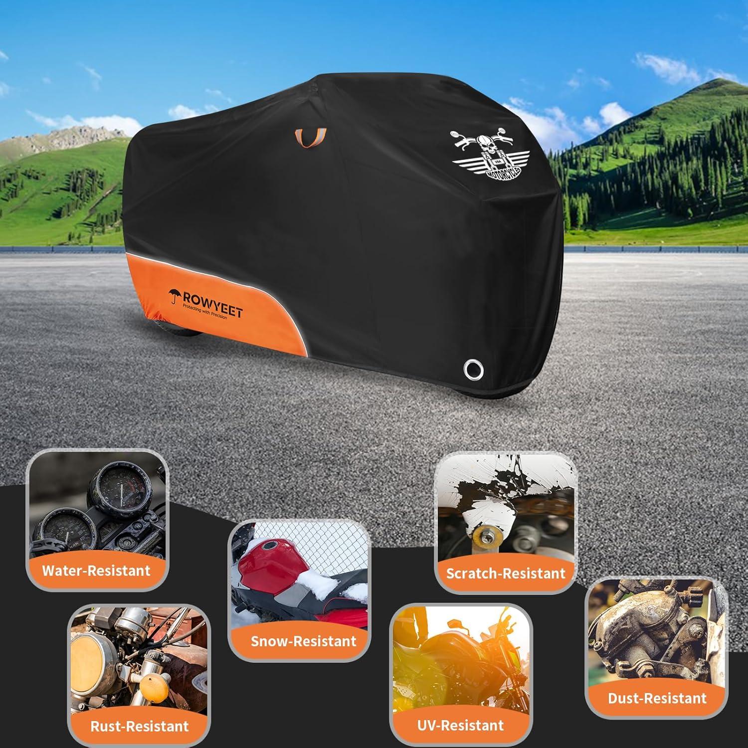 Cubierta de Motocicleta Impermeable ROWYEET 96.5" Naranja