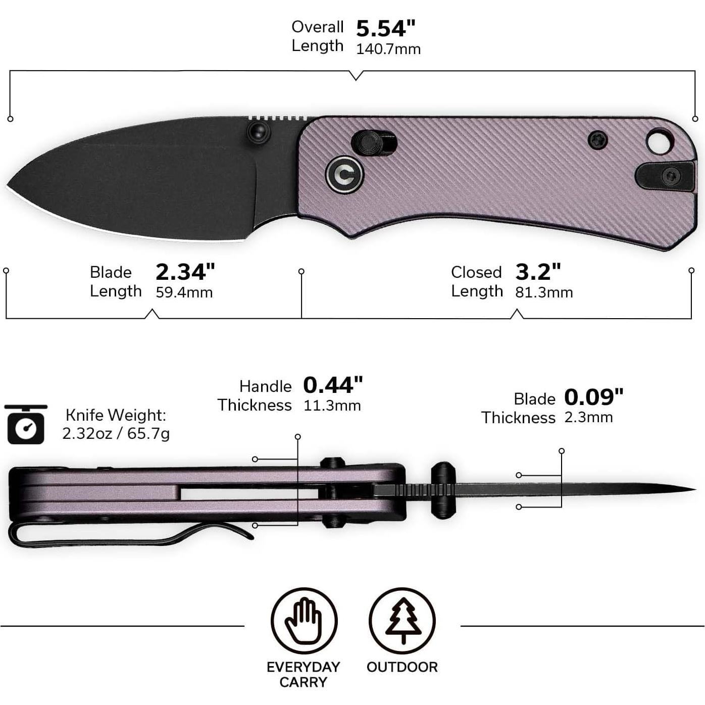 Cuchillo Plegable CIVIVI Baby Banter 2 Nitro-V 5.94 cm