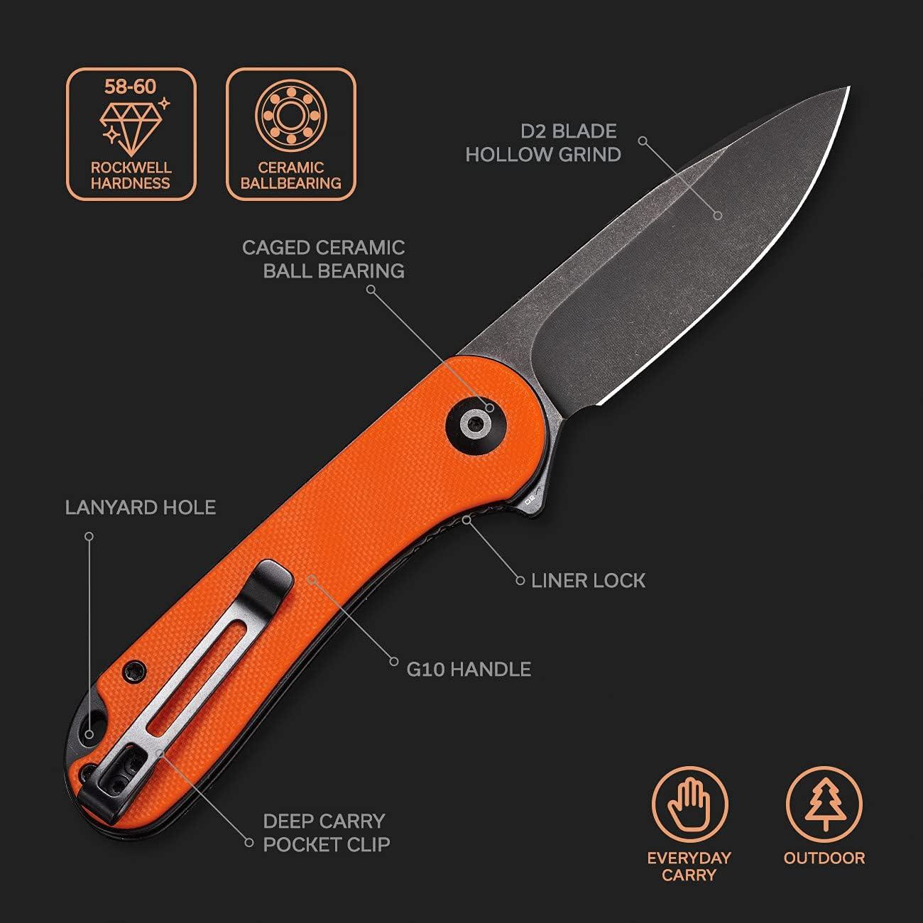 Cuchillo Plegable CIVIVI Elementum D2 Mango G10 Naranja 7.52 cm