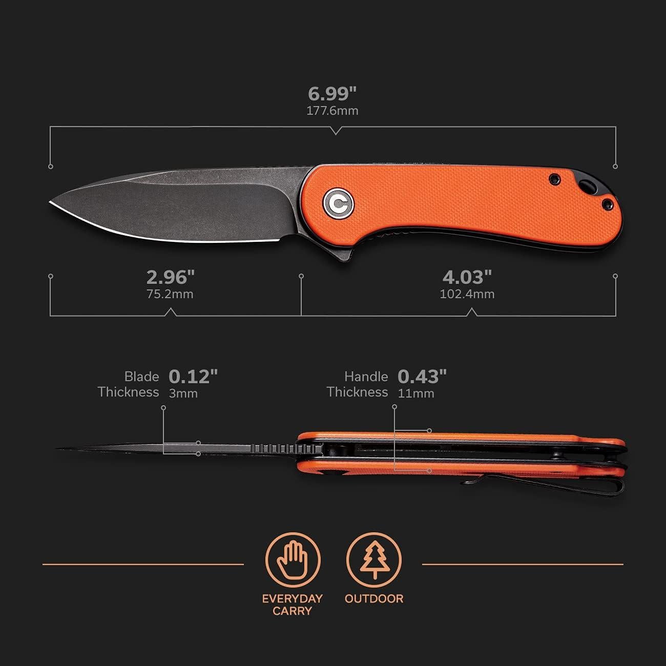 Cuchillo Plegable CIVIVI Elementum D2 Mango G10 Naranja 7.52 cm