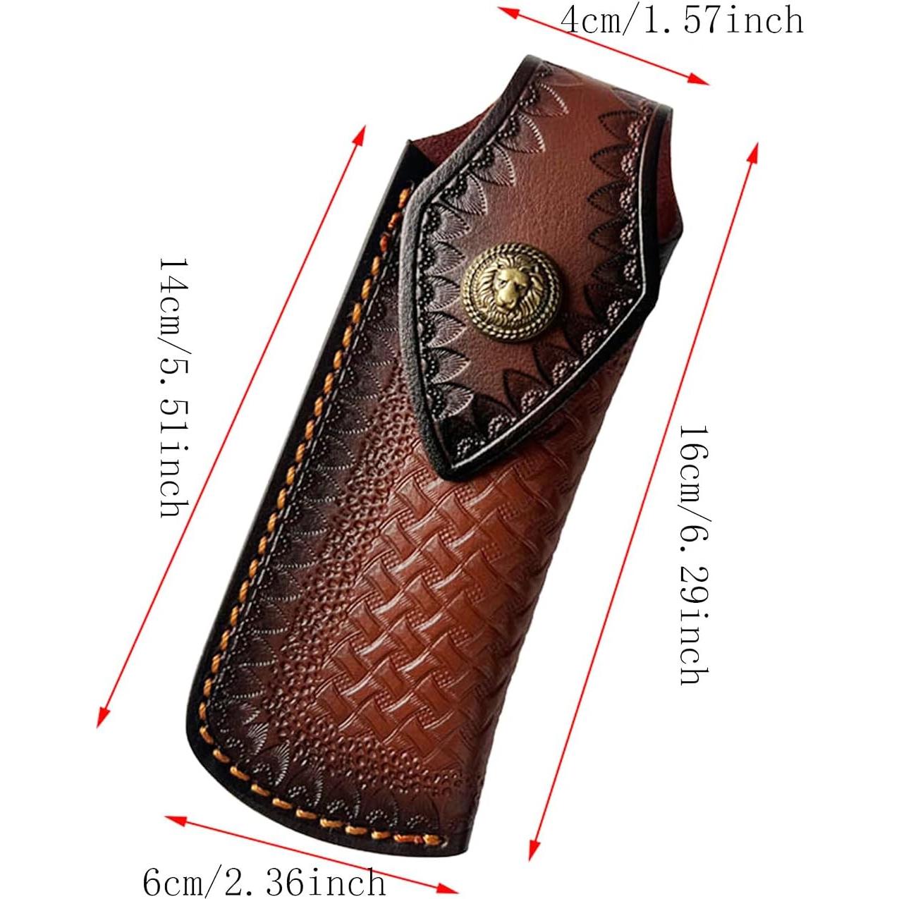 Funda de Cuchillo Plegable Yzikema YH37 de Cuero Marrón