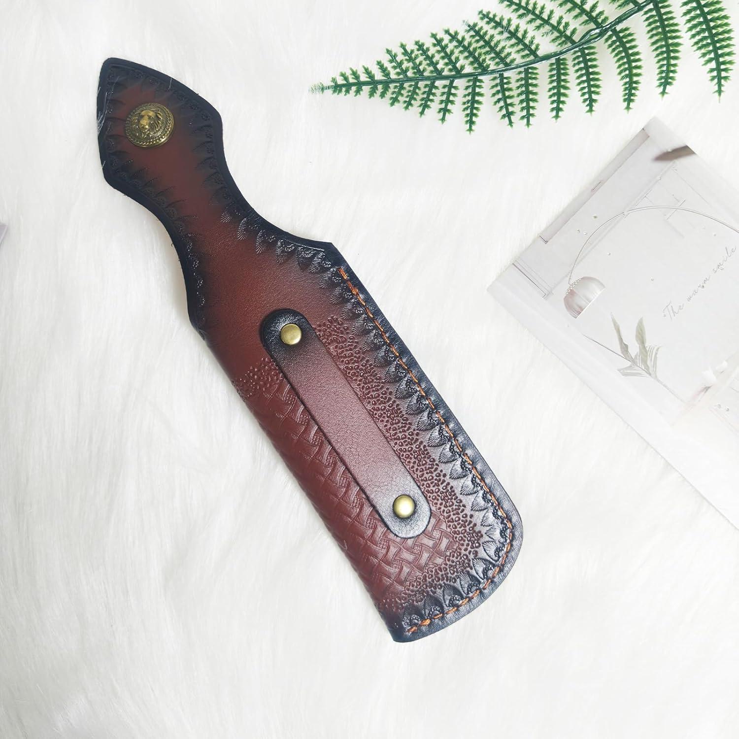 Funda de Cuchillo Plegable Yzikema YH37 de Cuero Marrón