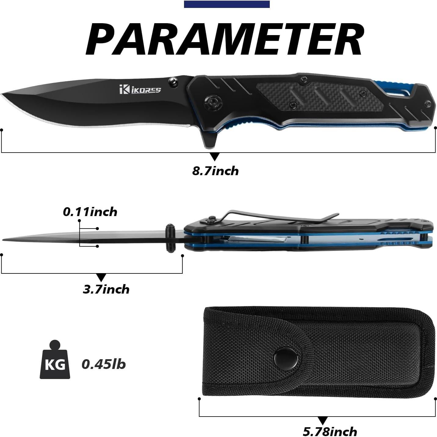 Cuchillo Plegable IKORES 22 cm Acero Inoxidable Mango G10