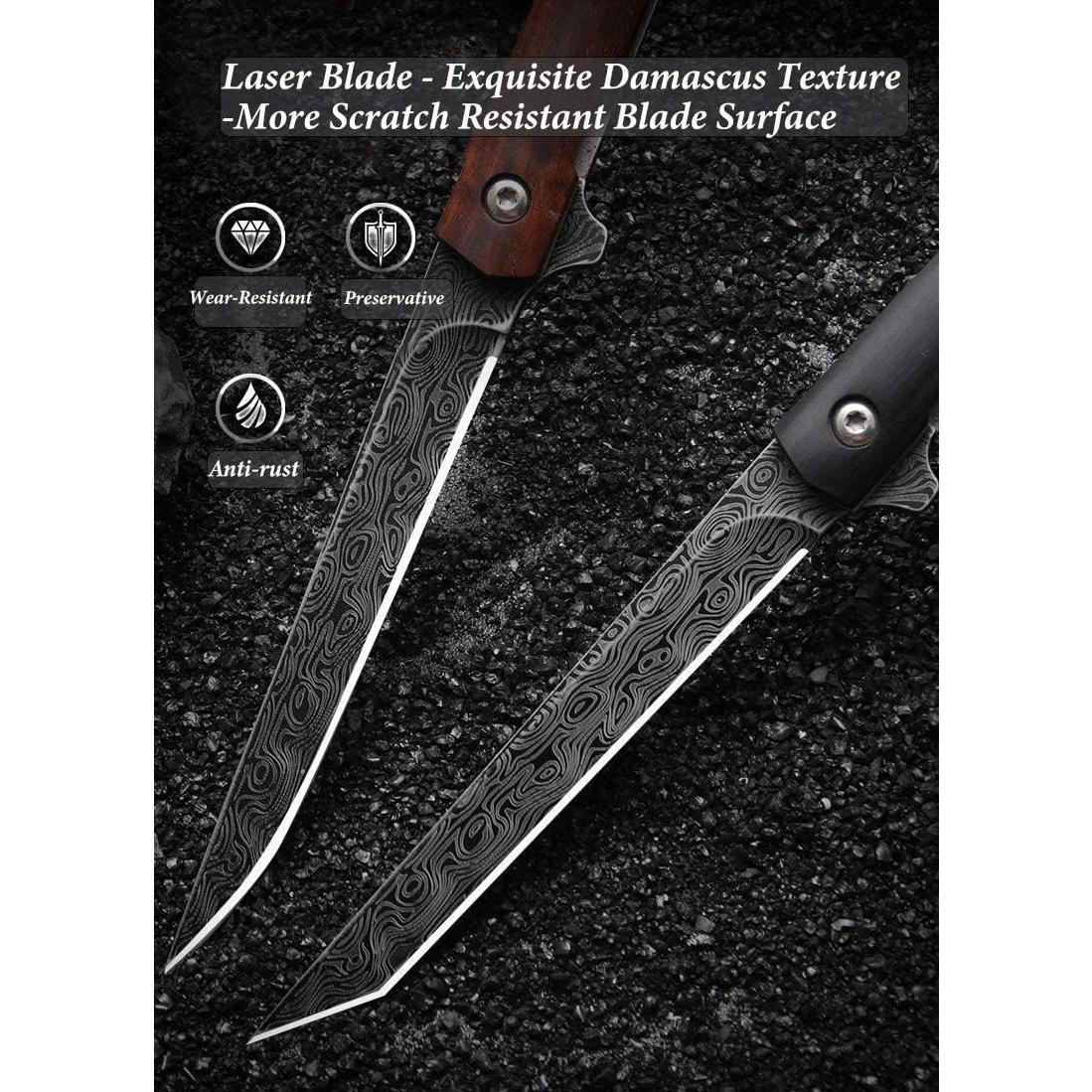 Cuchillo de bolsillo Carimee Damasco 4" acero D2 plegable