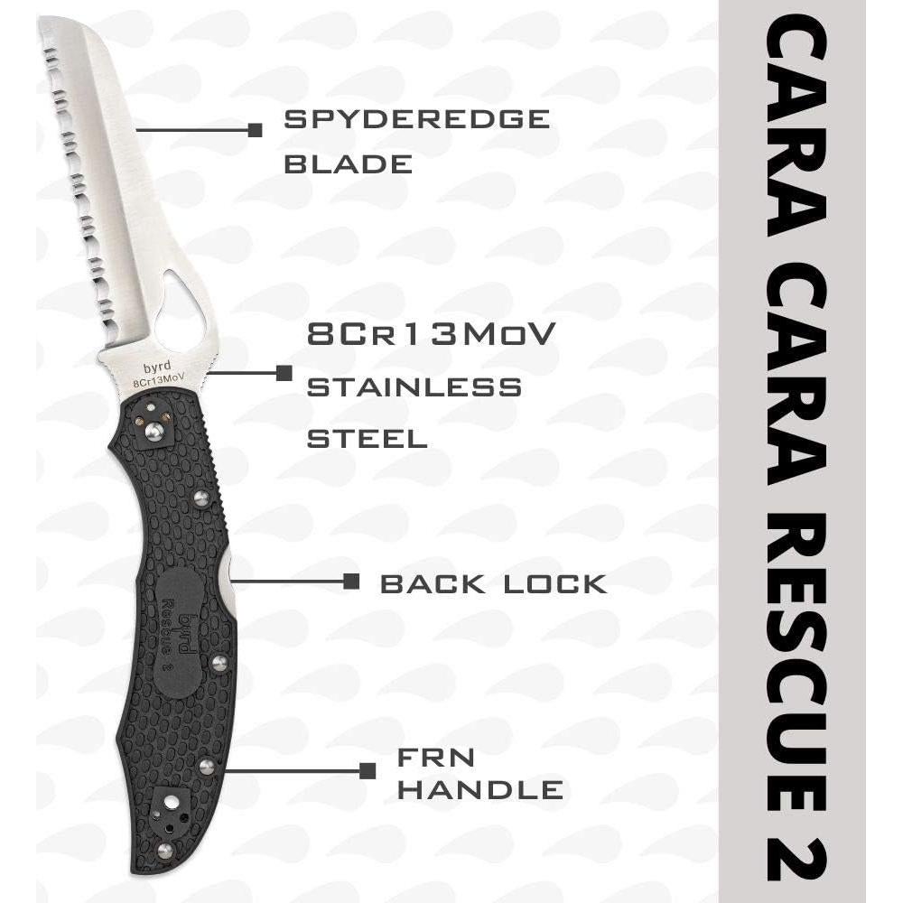 Cuchillo de Rescate Spyderco Cara Cara 2 Negro 9.86 cm Serrado