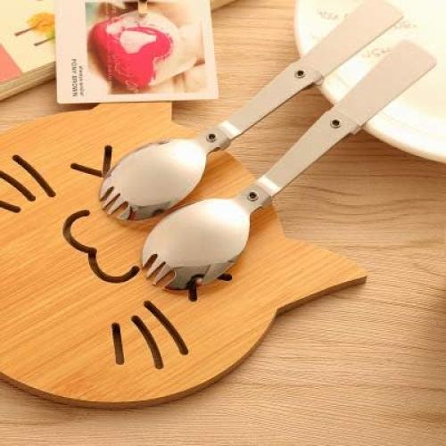 Cuchara Tenedor Plegable LuFOX 3 Pcs Acero Inoxidable Camping