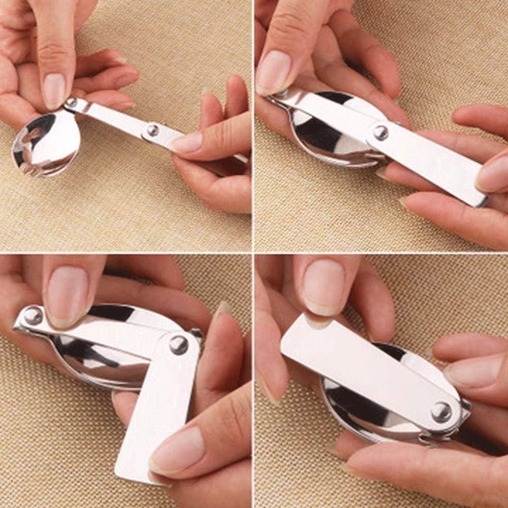 Cuchara Tenedor Plegable LuFOX 3 Pcs Acero Inoxidable Camping