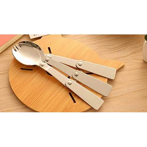 Cuchara Tenedor Plegable LuFOX 3 Pcs Acero Inoxidable Camping