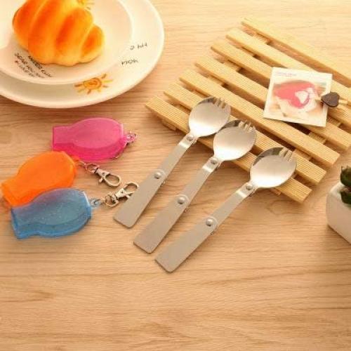 Cuchara Tenedor Plegable LuFOX 3 Pcs Acero Inoxidable Camping