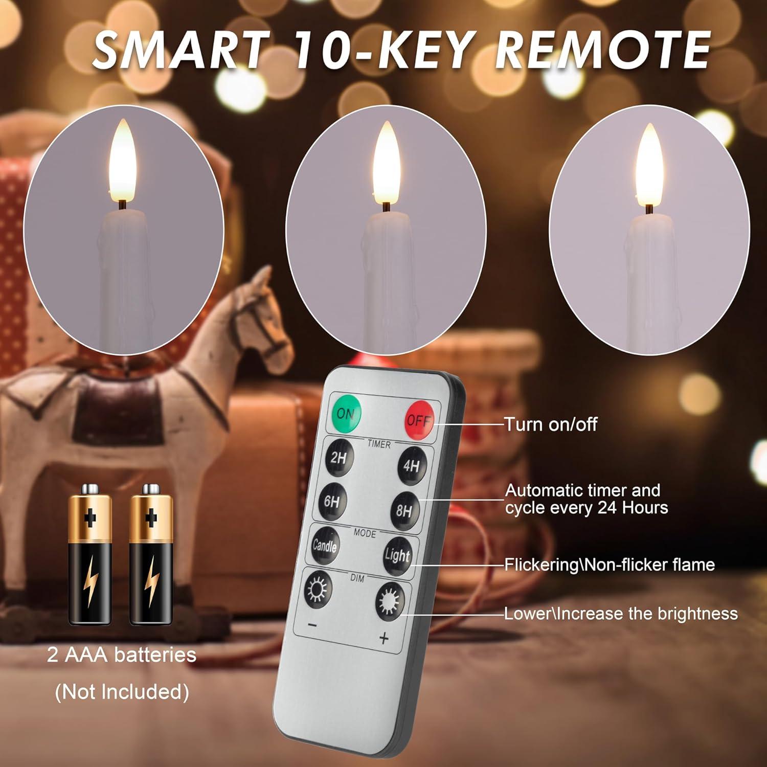 Velas LED Sin Llama AFINETH 24.4 cm, Paquete de 6 con Control Remoto