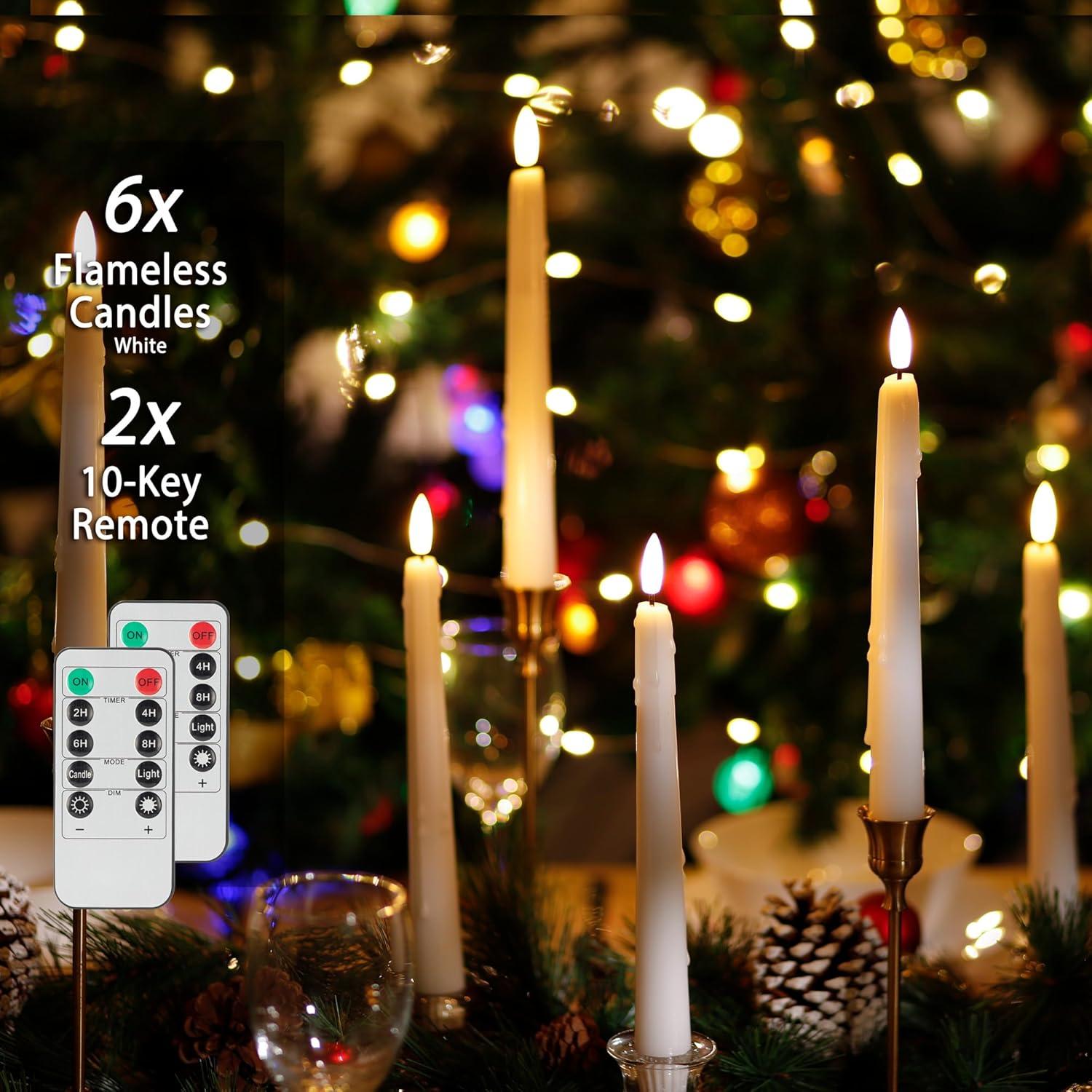 Velas LED Sin Llama AFINETH 24.4 cm, Paquete de 6 con Control Remoto