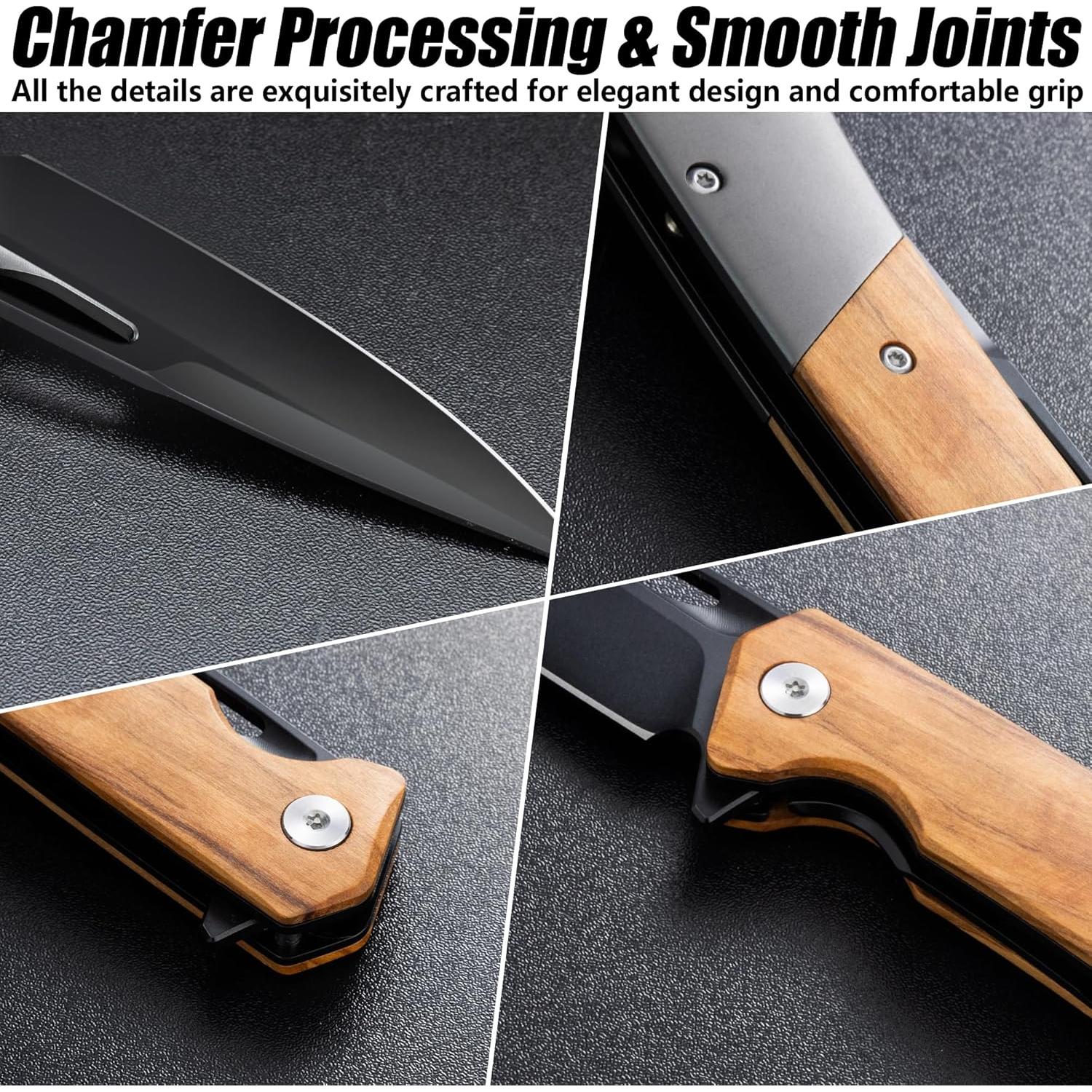 Cuchillo de bolsillo FLISSA plegable acero SANDVIK 14C28N 11.43 cm