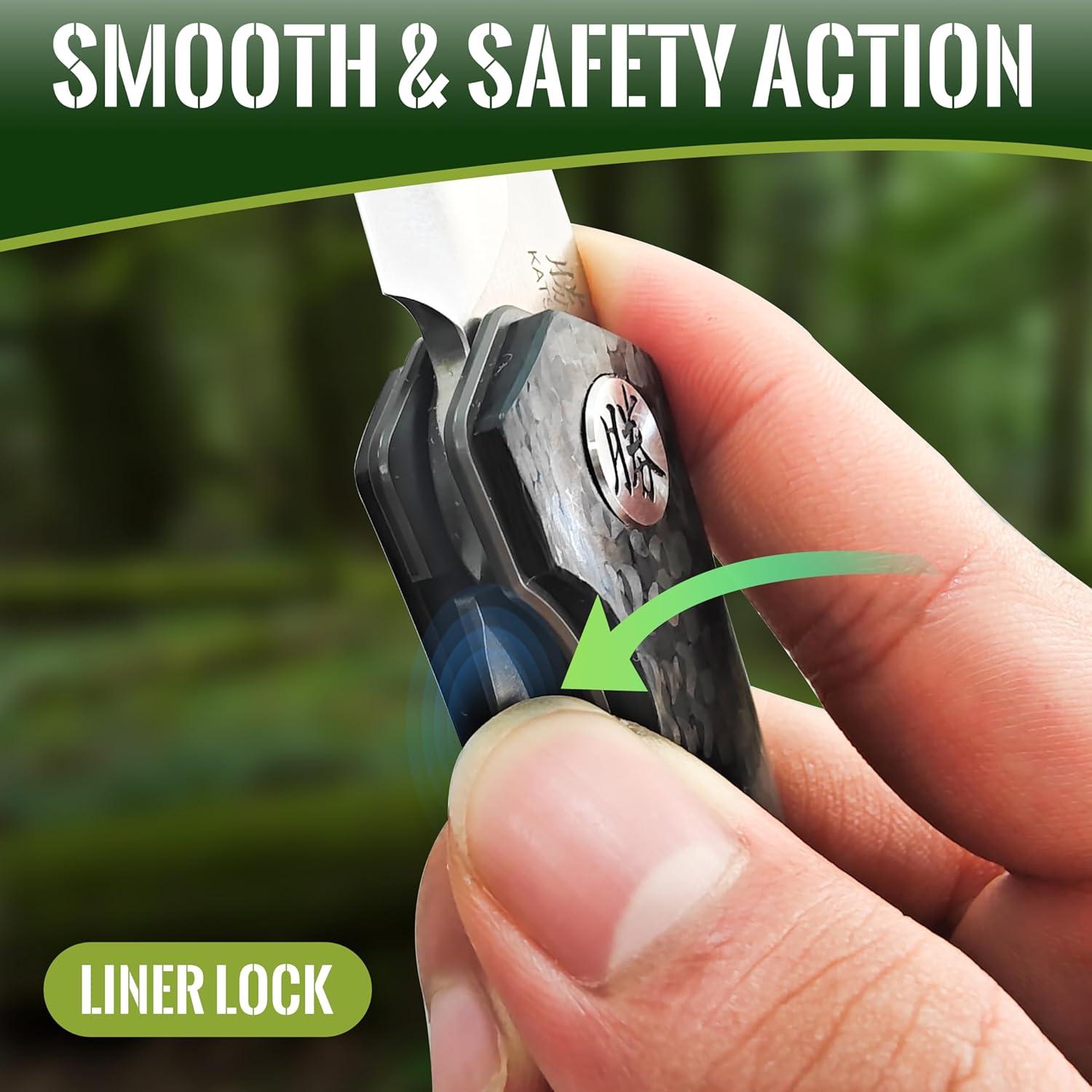 Cuchillo Plegable KATSU 154CM 8.89cm Mango Fibra Carbono