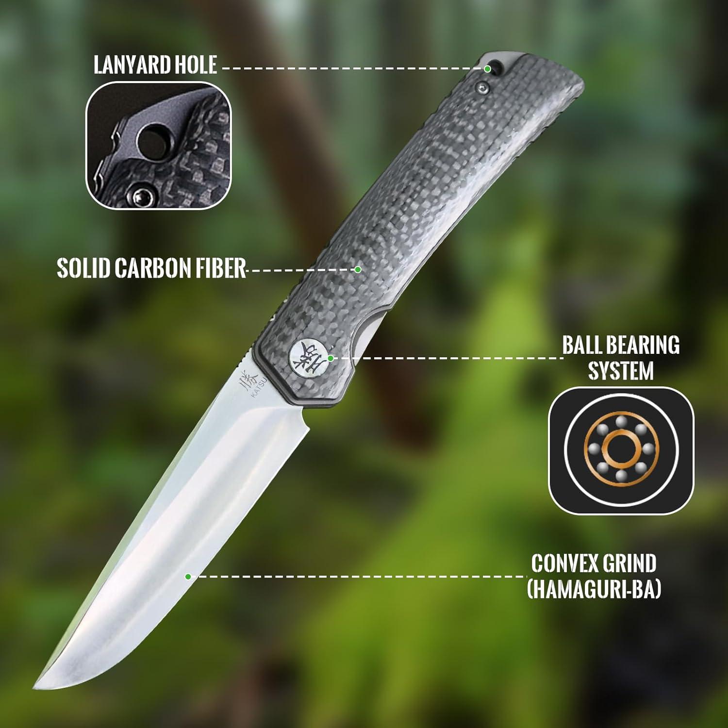 Cuchillo Plegable KATSU 154CM 8.89cm Mango Fibra Carbono