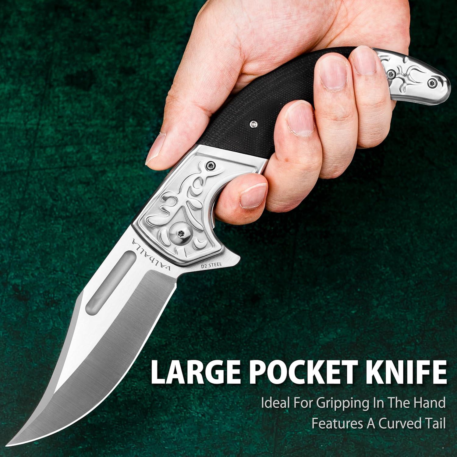 Pocket Knife, 3.7'' D2 Steel Folding Knife, Pocket Knife for Men with G10 Handle, Gifts for Men (TYRANNOSAURUS REX)