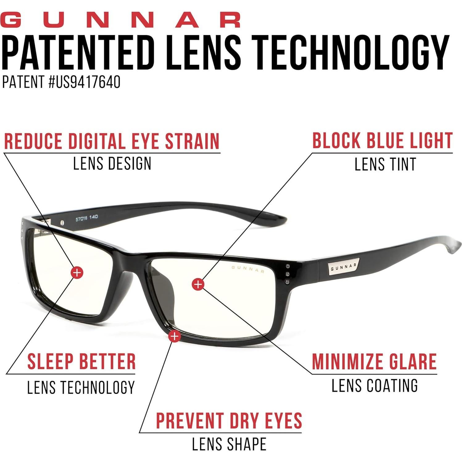 Gafas GUNNAR Onyx - Bloqueo Luz Azul - Juego y Computadora