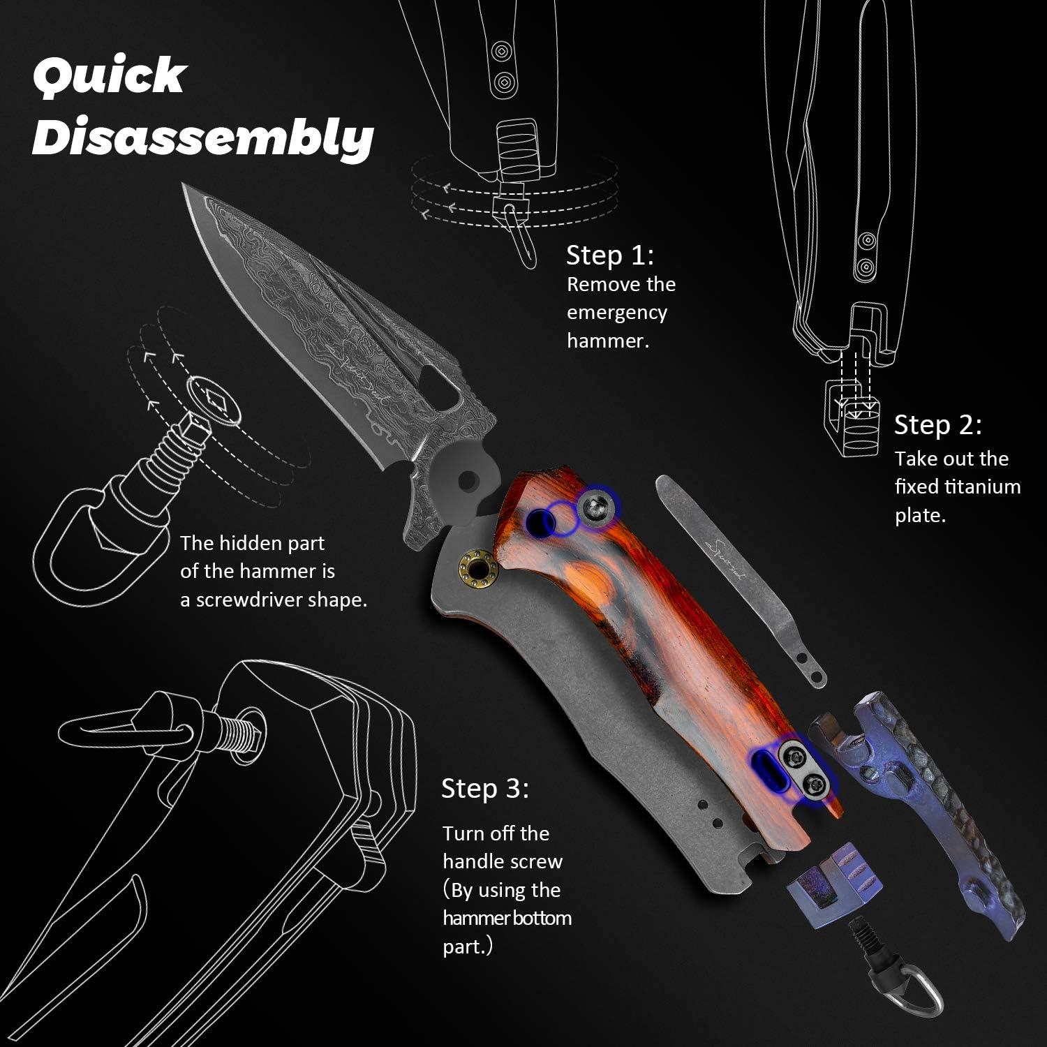 Cuchillo Plegable EDC SPIRIT DEED Acero Damasco 21.34 cm