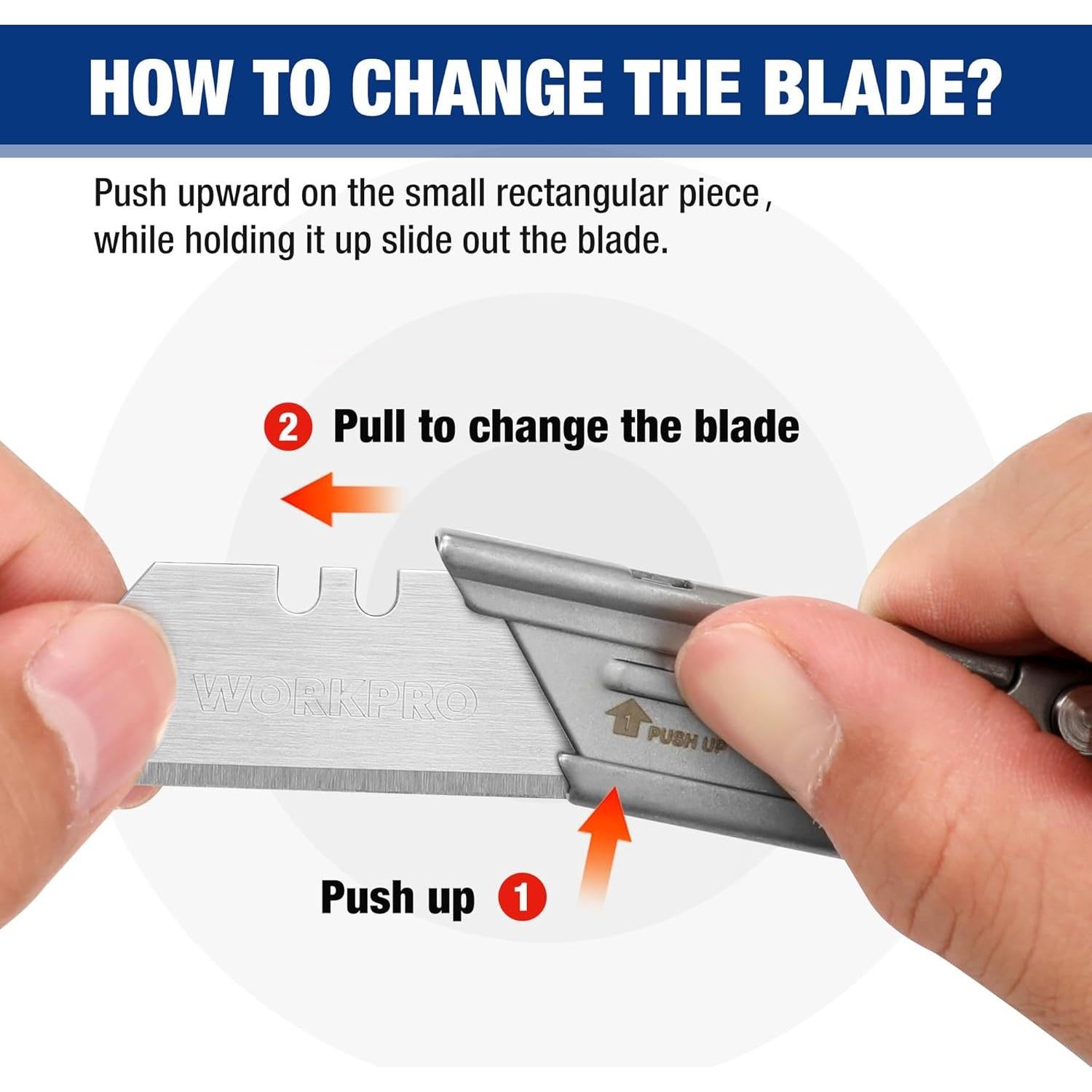 Cuchillo Utilitario Plegable WORKPRO 2PCS con 10 Cuchillas Extra