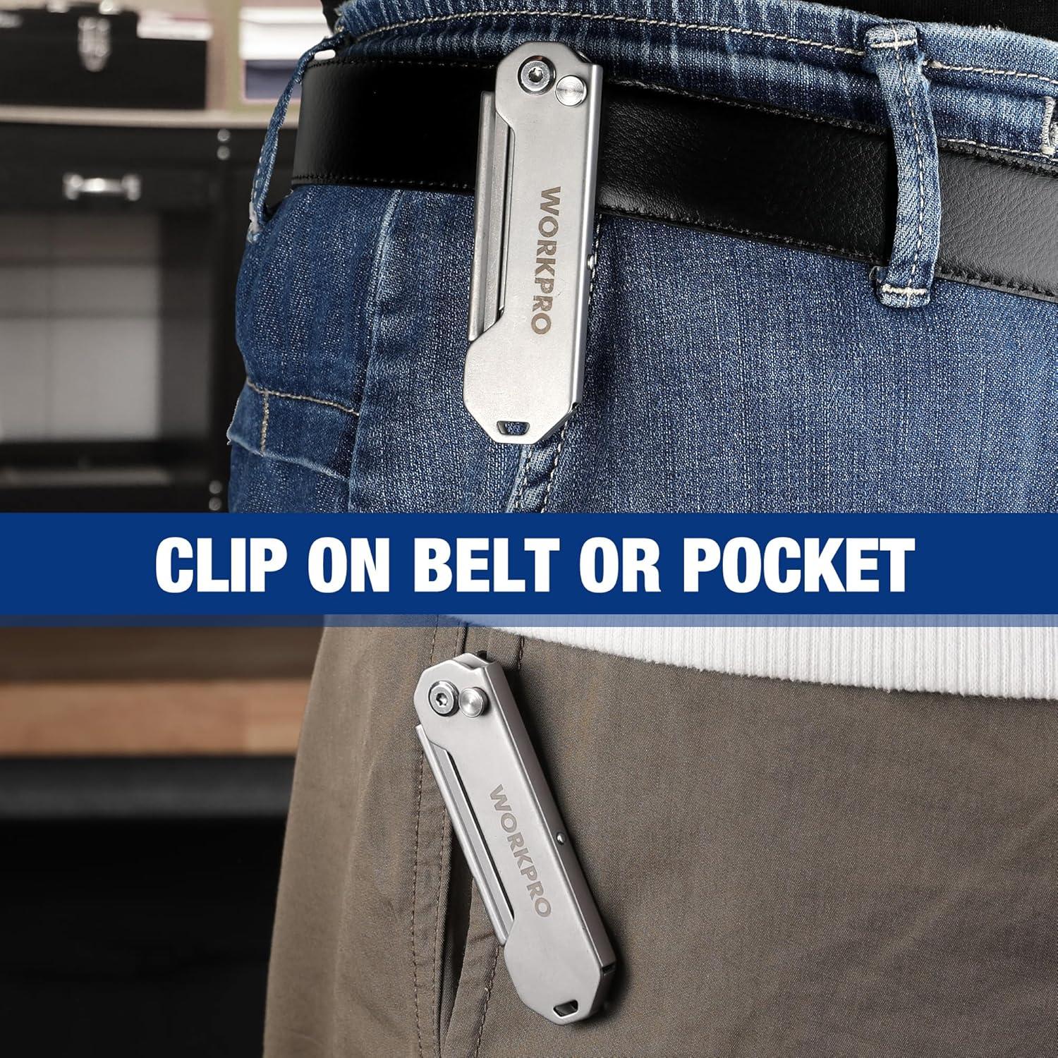 Cuchillo Utilitario Plegable WORKPRO 2PCS con 10 Cuchillas Extra