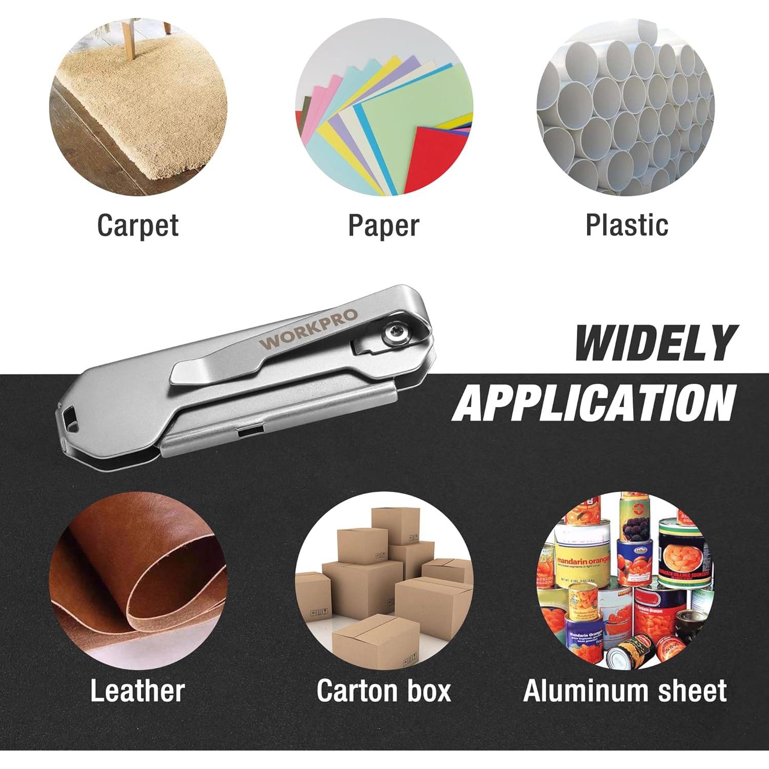 Cuchillo Utilitario Plegable WORKPRO 2PCS con 10 Cuchillas Extra