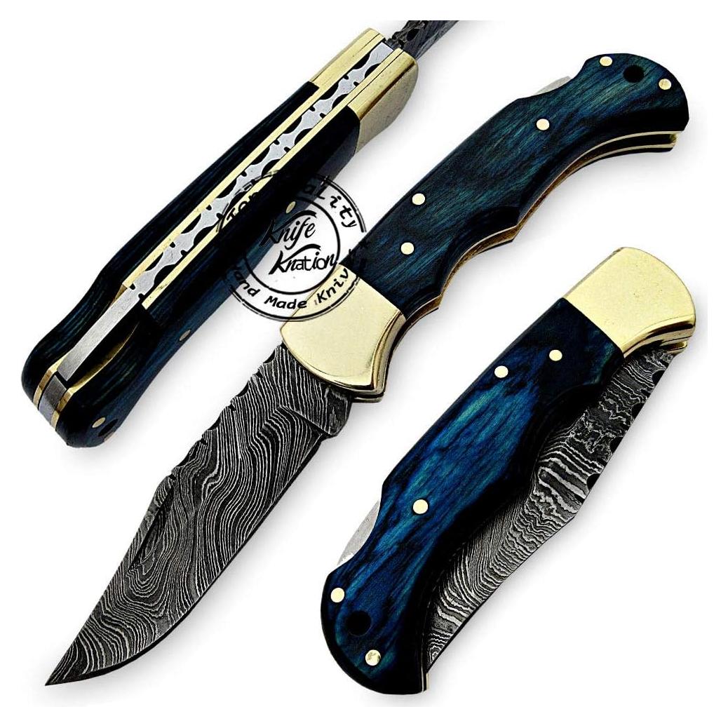 Cuchillo Plegable de Acero Damasco Knife Knation 16.5 cm
