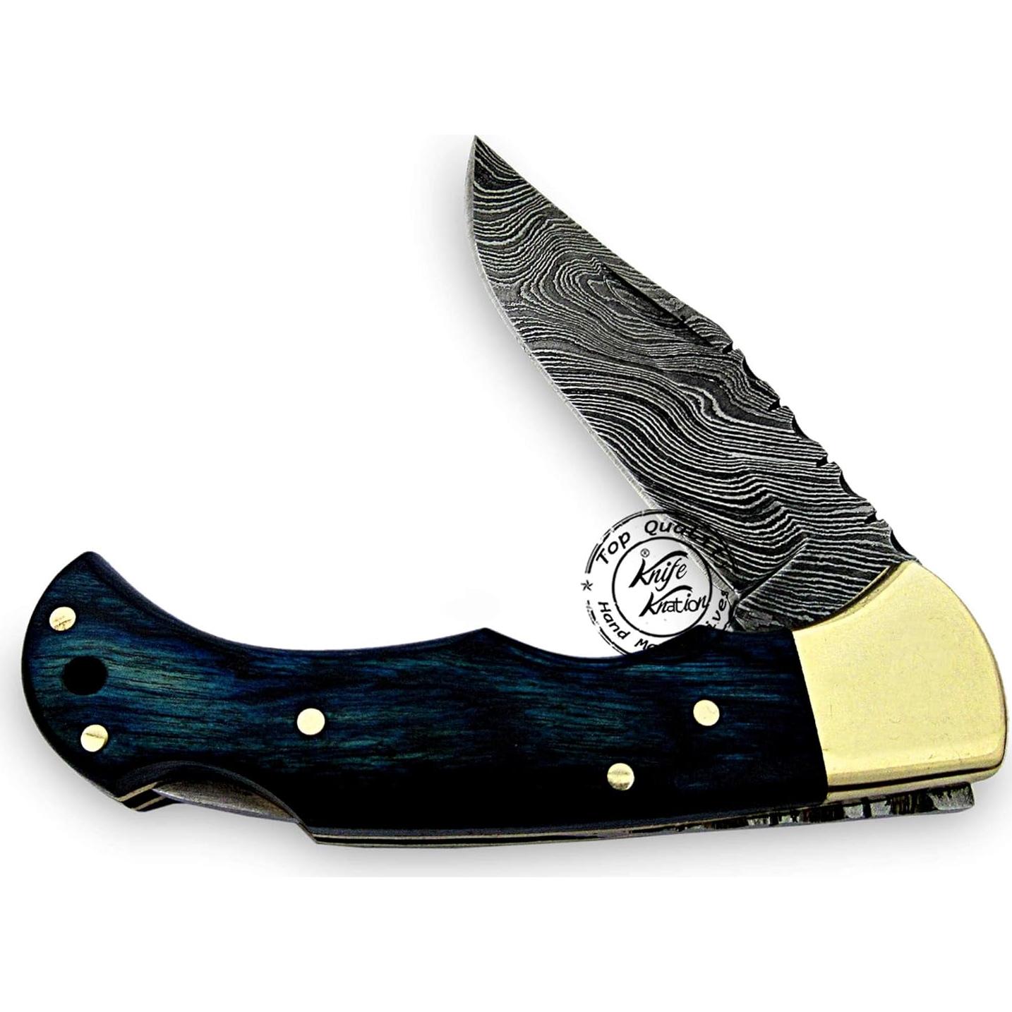 Cuchillo Plegable de Acero Damasco Knife Knation 16.5 cm