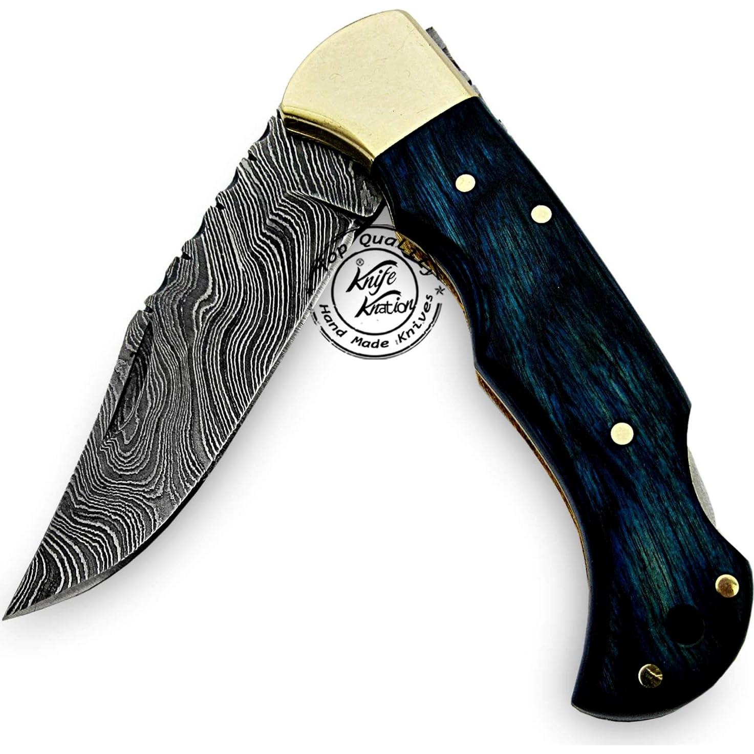 Cuchillo Plegable de Acero Damasco Knife Knation 16.5 cm