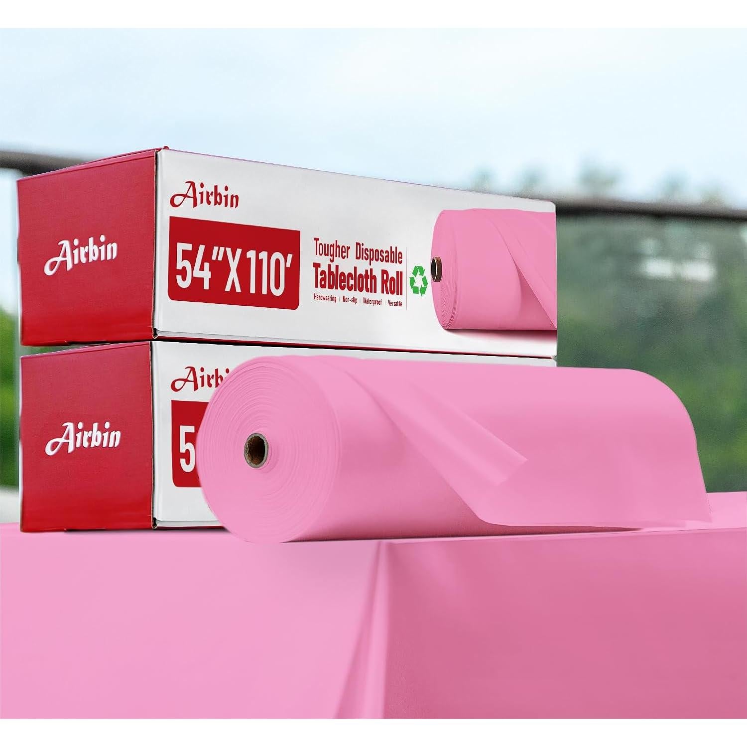 Mantel Desechable Rosa Airbin 33.53m PEVA para Fiestas