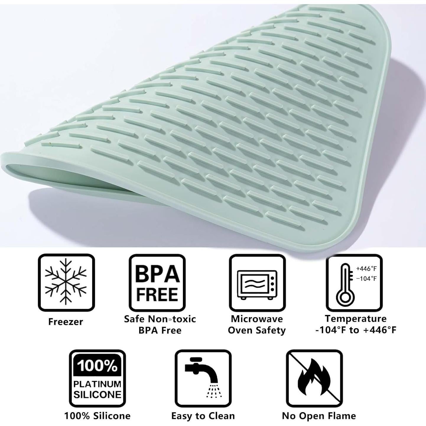 Alfombrilla de Secado de Platos Silicona Lingchuan Verde 29.2x23.1cm